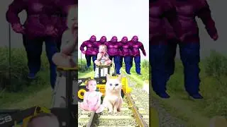 golden colors Cute cat & baby vs herd ofbigfoot vfx #shorts #vfx #funny