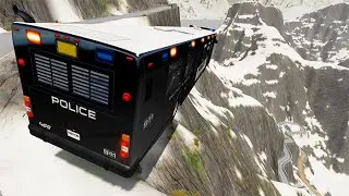 BeamNG drive - Police Cars Cliff Drops #4 | BeamNG-Destruction