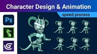 2D Game Character Sprite Sheet Design & Animation time lapse   #photoshop #dragonbones #gdevelop
