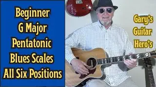 Les six gammes pentatoniques majeures de blues en sol, faciles pour d&eacute;butants, sont d&eacute;montr&eacute;es.
