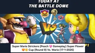 Super Mario Strickers (Peach 💖 Gameplay) Super Flower 🧡🌼 Cup (Round 9) Vs. Wario (17-1-2026)