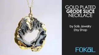 Handmade Gold Plated Geode Slice Necklace from Solis Jewelry