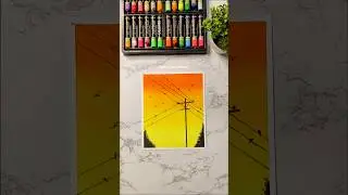 Power Lines at Sunset | Oil Pastel Art #zunnuartgallery #ytshorts
