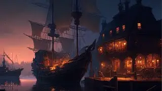 Fantasy Music and Harbor Sounds -  Seaside Market Ambience, Relaxing Atmosphere
