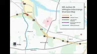 M8 Junction 26 Closure Diversion Map for M8 Hillington Interchange | Major Bridge Repairs