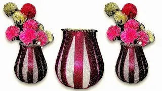 Glitter Paper Flower Vase How To Make Flower Vase With Glitter Foam Sheet Foam Sheet Craft Ideas