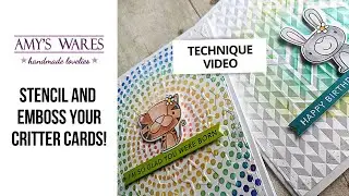 Stencil & Emboss your critter cards with this fun technique!