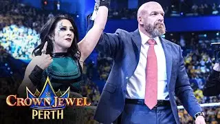 Стефани Вакер празднует победу в турнире Crown Jewel с лучшими моментами Triple H: Crown Jewel 2025