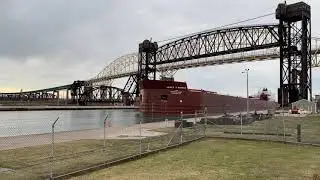 Great Lakes freighters James R Barker and Lee A Tregurtha exchanging Master Salutes