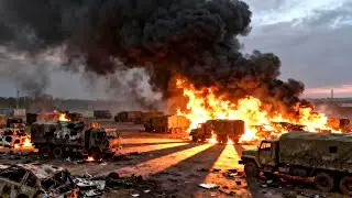 5 minutes ago! Ukrainian forces destroyed a Russian logistics center using Leopard 1A5 tanks.