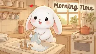 Morning Time Music 💦🎧 4 Hour Cute Lofi Song 🐇 Bunny Lofi 🎵 Relaxing music 💕 [Lofi Hip Hop]