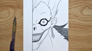 How to draw Shinigami | Shinigami Death Note step by step | Easy anime half face tutorial