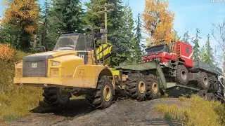 SnowRunner Mods - Caterpillar 745c  - Low Loader Trailer Offroad Transporting Azov 42-20 Antartic