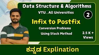 infix to Postfix  conversion   |ಕನ್ನಡ explination |Data structures