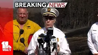 Raw: Officials provide update to brush fire