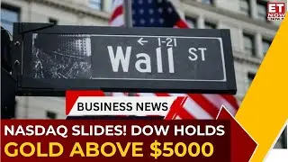 US Tech Selloff! Nasdaq Slides, Dow Gains | Gold Above $5000, Crude Flat | Stocks To Watch | ET Now