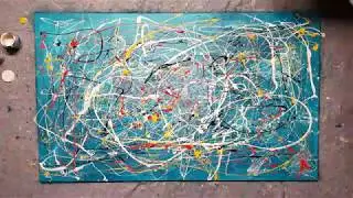 Jackson Pollock Style Painting in Time Lapse (#006) // Acrylic Paintig