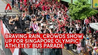 Crowds and cheers for Max Maeder, Team Singapore Olympians during open-top bus parade