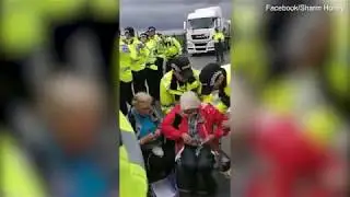 Protesting knitting OAPs removed by 50 police officers
