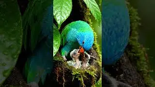 This Parrot Feeds Her Chicks With Precision #parrots #wildlife #amazing