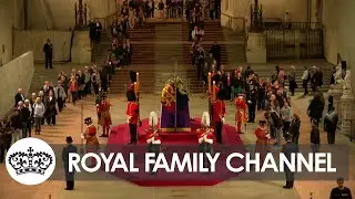 People Continue to File Past Queen's Coffin at Night