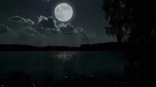 Moonlit Lake Rain 3 Hours Heavy Rainfall Under Bright Full Moon Night Ambience