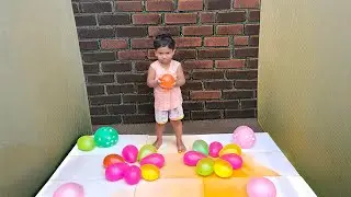 Watercolor Balloon Popping||Orange, Pink, Green, Yellow, A Cute Boy