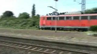 2 Electric locomotives BR140 with coal Train at Duisburg-Rheinhausen,Germany