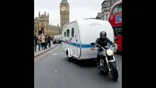 A BIKE towing a CARAVAN in London?! 💀🏍️ #bikerlife #viraluk #urbancamping #wtfmoment #viralvideo