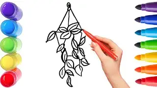 How To Draw cute  hanging plant Drawing, Painting & Coloring For Kids and Toddlers_ Child Art 🐋🌈🎨