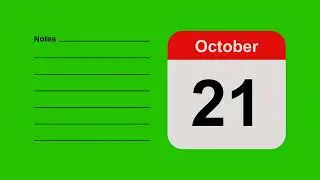 Green Screen Animation of Calendar Date of October 21 2025