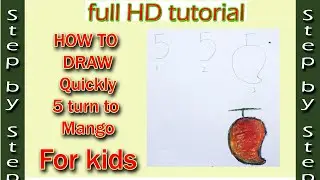 How to Draw Mango from Number 5 | Mango drawing easy for beginners step by step