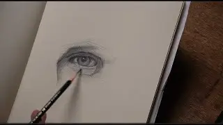 ASMR Drawing Process of an Eye (no talking no music) only paper and pencil