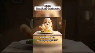 Mimi the Chef Cat Cooks Spaghetti Carbonara 🍝 | Cute Talking Cat Cooking Show