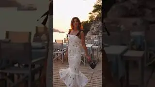 Magical Summer Nights: Sunset Elegance in My Shell & Bow Dress 🌅🐚🖤  #fashiontrends #summerfashion