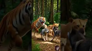 Tiger saved the life of the lion's family 🥹&hearts;️#ai #youtubeshorts #shorts #cnaianimation #viral