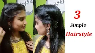 Quick 3 simple 2min hairstyle for office / college girls | hairstyle for kurtis | Open hairstyle