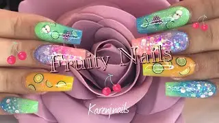 Fruit acrylic nail design | New CJP colours | all powder