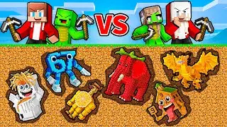 JJ and Mikey: BOYS vs GIRLS ITALIAN BRAINROT MINE BATTLE in Minecraft - Maizen