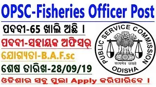 OPSC Recruitment Alert 2019 ||  Apply for 65 Assistant Fisheries Officer Posts || Odisha job alerts