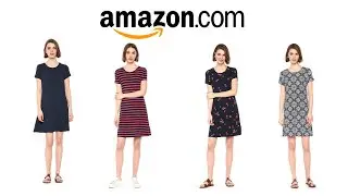 Amazon Essentials Women's Short Sleeve Scoopneck A line Shirt Dress