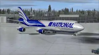 FSX Full flight from Amsterdam to Frankfurt with Boeing 747 National Air Cargo