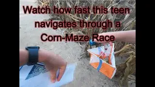 Teen aces Corn Maze Orienteering course with Drone trying to keep up.