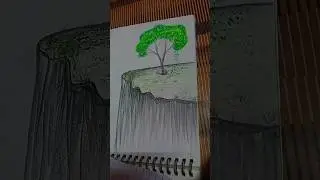 Amazing Floating Land Drawing ✨ | Nature Tree Sketch Art | Beautiful Pencil & Color Shading #shorts