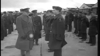 Canadian air cadets inspect American pursuit airplanes at Mitchel Field in Long I...HD Stock Footage