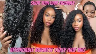 Summer&rsquo;s Favorite Curl Pattern! Burmese Curly Half Wig #iseehair #halfwig #burmesecurly