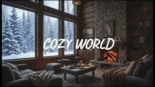 Ultimate Cozy Cabin Ambience  Snowfall, Fireplace & Candlelight for Relaxation