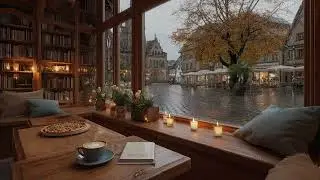 Cozy Library Caf&eacute; on a Rainy Day | Window Rain Sounds for Deep Relaxation