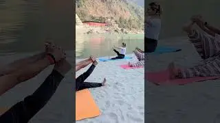 Beach yoga Session #yoga #beachyoga #yogapractice #ganga #river #rishikesh #rishikeshdiaries
