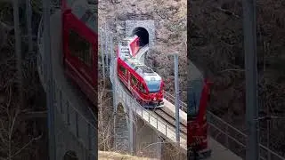 RhB Allegra &bdquo;3503&ldquo; at the Clasauer Canyon Viaduct & Tunnel L&uuml;en , Chur to Arosa , Switzerland